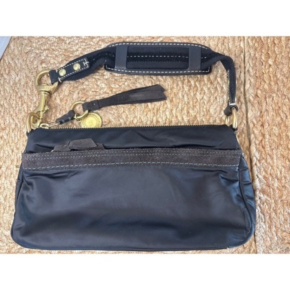 Coach Hamptons Black Nylon Suede Small Hobo Bag C06J-10091 Brass Hardware